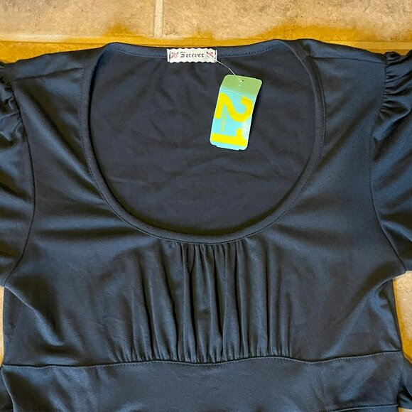 Xi Forever 21 Navy Blue, Tie at Back, Midi Y2K Dress Large - Picture 3 of 5